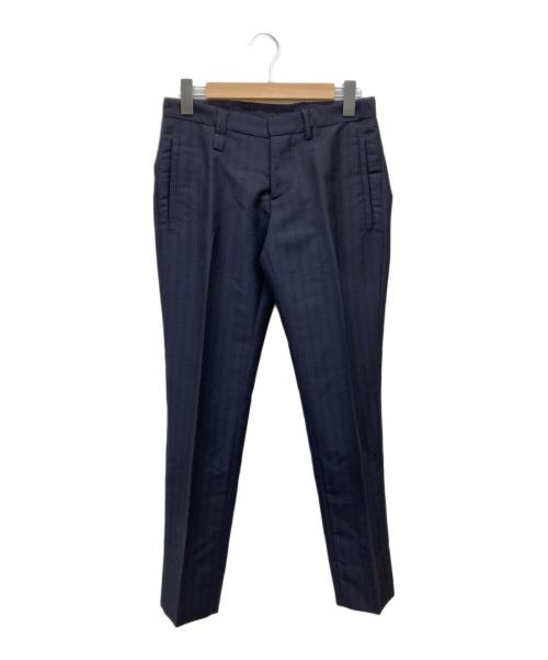 PRADA（プラダ）PRADA (プラダ) ストライプウールトラウザー ネイビー サイズ:44の古着・服飾アイテム