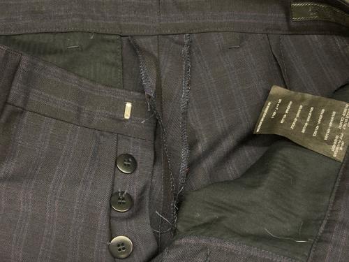 PRADA（プラダ）PRADA (プラダ) ストライプウールトラウザー ネイビー サイズ:44の古着・服飾アイテム