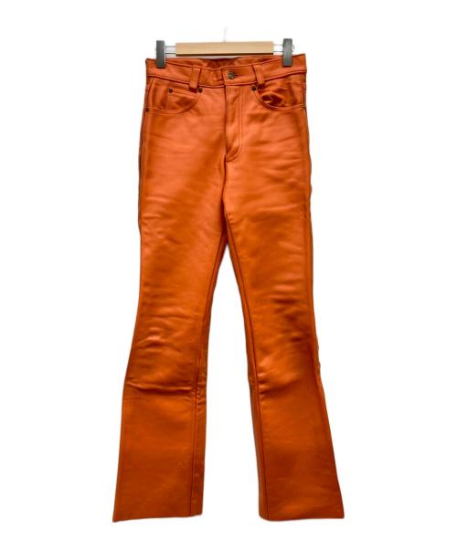 Schott（ショット）Schott (ショット) 604 ブーツカットレザーパンツ オレンジ サイズ:30の古着・服飾アイテム