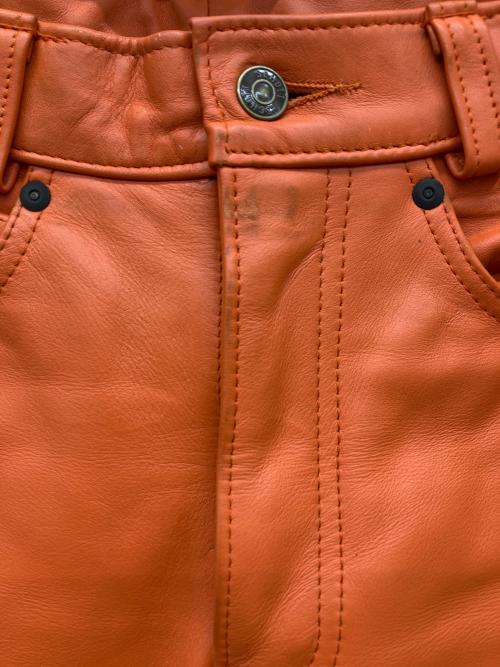 Schott（ショット）Schott (ショット) 604 ブーツカットレザーパンツ オレンジ サイズ:30の古着・服飾アイテム