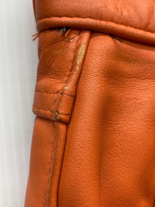 Schott（ショット）Schott (ショット) 604 ブーツカットレザーパンツ オレンジ サイズ:30の古着・服飾アイテム