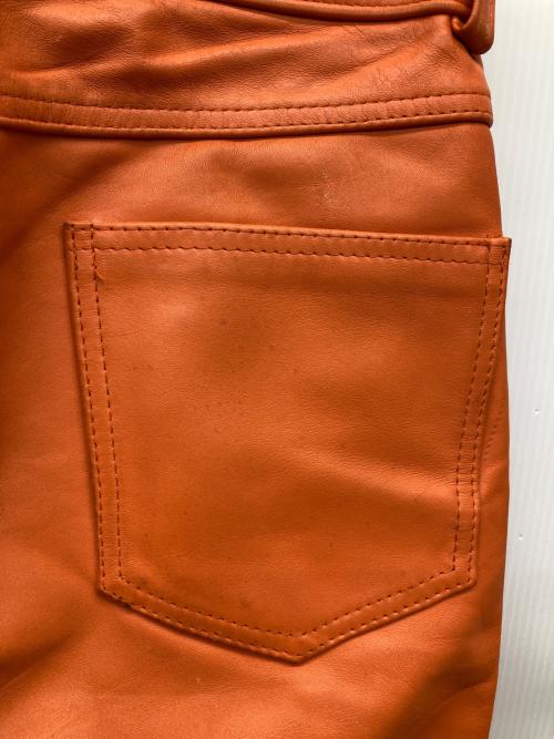 Schott（ショット）Schott (ショット) 604 ブーツカットレザーパンツ オレンジ サイズ:30の古着・服飾アイテム