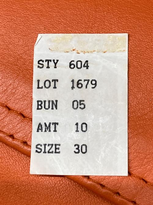 Schott（ショット）Schott (ショット) 604 ブーツカットレザーパンツ オレンジ サイズ:30の古着・服飾アイテム