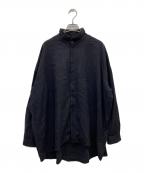 ka na taカナタ）の古着「リネンブレンドスタンドカラーシャツ」｜ブラック