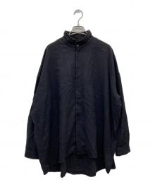 ka na ta（カナタ）の古着「リネンブレンドスタンドカラーシャツ」｜ブラック