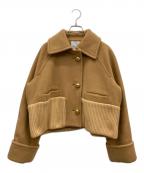 patouパトゥ）の古着「ウール&カシミアブレンドリブウエストクロップドコート」｜ブラウン