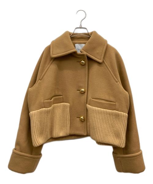 patou（パトゥ）patou (パトゥ) ウール&カシミアブレンドリブウエストクロップドコート ブラウン サイズ:34の古着・服飾アイテム