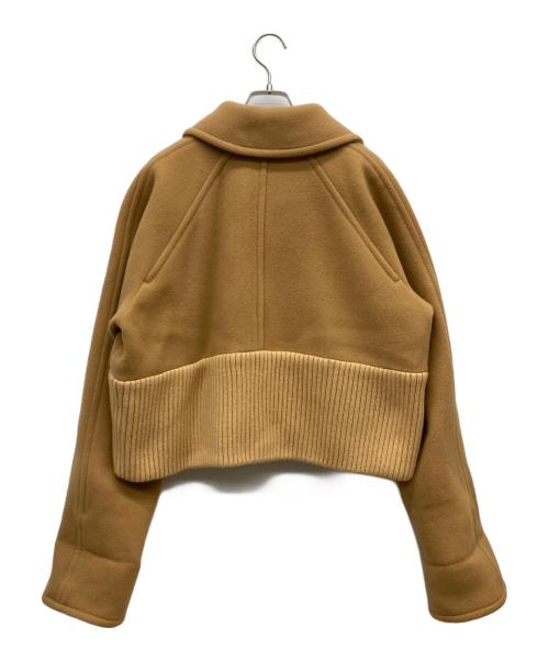 patou（パトゥ）patou (パトゥ) ウール&カシミアブレンドリブウエストクロップドコート ブラウン サイズ:34の古着・服飾アイテム