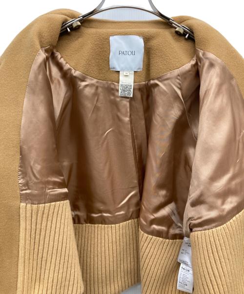 patou（パトゥ）patou (パトゥ) ウール&カシミアブレンドリブウエストクロップドコート ブラウン サイズ:34の古着・服飾アイテム