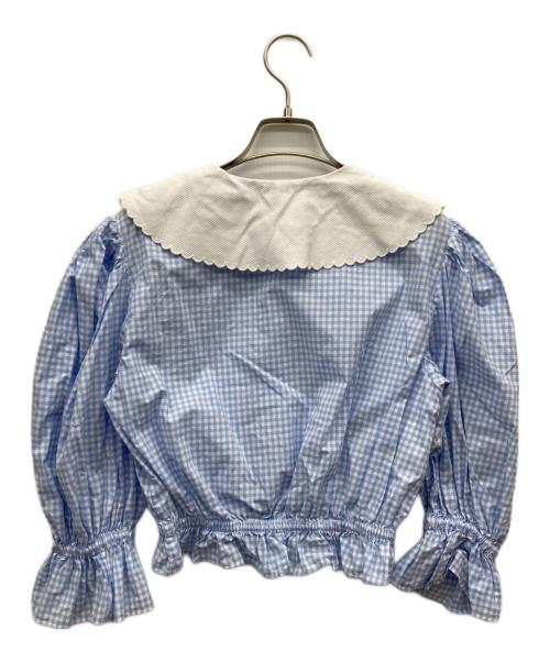 MIU MIU（ミュウミュウ）MIU MIU (ミュウミュウ) フリルカラーギンガムチェックシャツ スカイブルー サイズ:42の古着・服飾アイテム