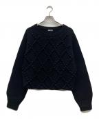 OUT OF FRAMEアウトオブフレーム）の古着「カシミヤ混ジャガードワイドニット」｜ブラック