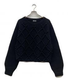 OUT OF FRAME（アウトオブフレーム）の古着「カシミヤ混ジャガードワイドニット」｜ブラック