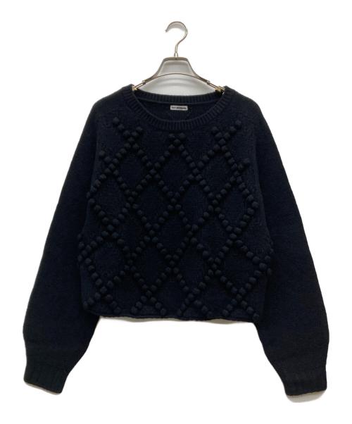 OUT OF FRAME（アウトオブフレーム）OUT OF FRAMe (アウトオブフレーム) カシミヤ混ジャガードワイドニット ブラック サイズ:freeの古着・服飾アイテム