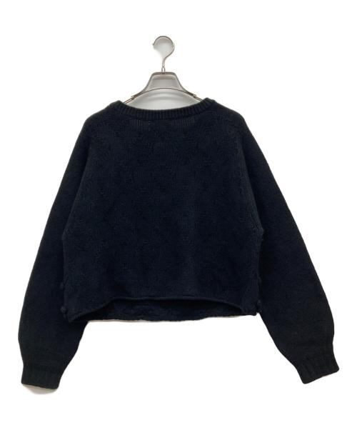 OUT OF FRAME（アウトオブフレーム）OUT OF FRAMe (アウトオブフレーム) カシミヤ混ジャガードワイドニット ブラック サイズ:freeの古着・服飾アイテム