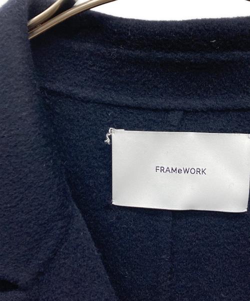 FRAMeWORK（フレームワーク）FRAMeWORK (フレームワーク) SUPER160’sダブルブレストコート ネイビー サイズ:38の古着・服飾アイテム