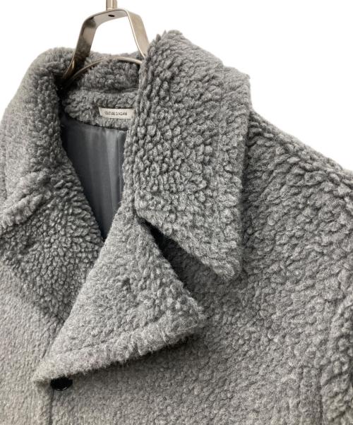 Couture d'adam（クチュールドアダム）Couture d'adam (クチュールドアダム) ダブルブレスト イタリアンボアフリースロングコート グレー サイズ:38の古着・服飾アイテム