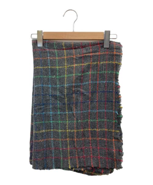 FALIERO SARTI（ファリエロサルティ）FALIERO SARTI (ファリエロサルティ) シルクカシミヤ混チェックストール グレーの古着・服飾アイテム