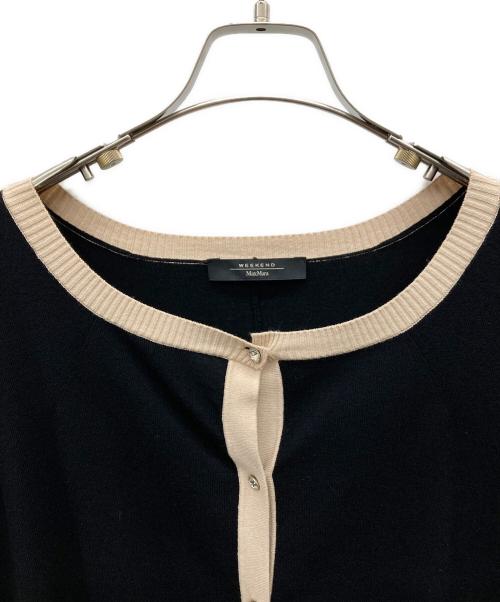 WEEKEND Max Mara（ウィークエンド マックスマーラ）Weekend Max Mara (ウィークエンド マックスマーラ) 半袖バイカラーカーディガン ブラック×ベージュ サイズ:Mの古着・服飾アイテム