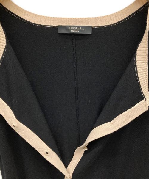 WEEKEND Max Mara（ウィークエンド マックスマーラ）Weekend Max Mara (ウィークエンド マックスマーラ) 半袖バイカラーカーディガン ブラック×ベージュ サイズ:Mの古着・服飾アイテム