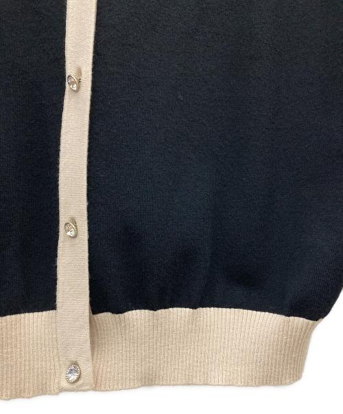 WEEKEND Max Mara（ウィークエンド マックスマーラ）Weekend Max Mara (ウィークエンド マックスマーラ) 半袖バイカラーカーディガン ブラック×ベージュ サイズ:Mの古着・服飾アイテム