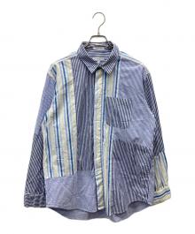 Engineered Garments（エンジニアドガーメンツ）の古着「combo short collar shirt-Candy Stripe Broadcloth」｜ブルー×ホワイト