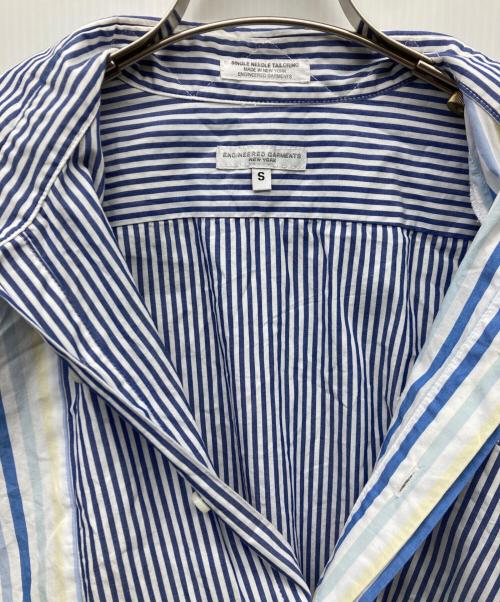 Engineered Garments（エンジニアドガーメンツ）Engineered Garments (エンジニアドガーメンツ) combo short collar shirt-Candy Stripe Broadcloth ブルー×ホワイト サイズ:Sの古着・服飾アイテム