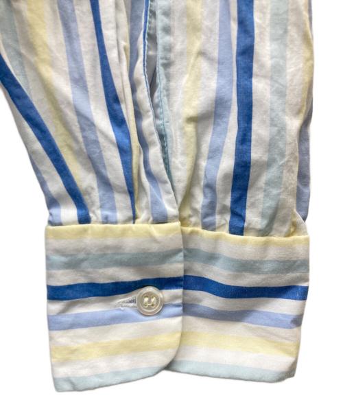 Engineered Garments（エンジニアドガーメンツ）Engineered Garments (エンジニアドガーメンツ) combo short collar shirt-Candy Stripe Broadcloth ブルー×ホワイト サイズ:Sの古着・服飾アイテム