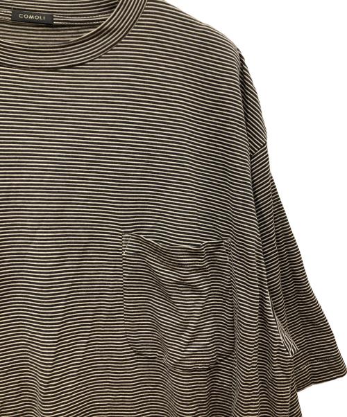 COMOLI（コモリ）COMOLI (コモリ) 24SS サマーウール 半袖Tシャツ ブラック×ベージュ サイズ:3の古着・服飾アイテム