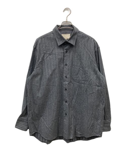 yokosakamoto（ヨウコサカモト）yokosakamoto (ヨウコサカモト) コットンストライプシャツ グレー サイズ:Mの古着・服飾アイテム