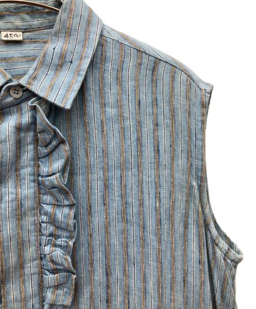 45R（フォーティファイブ・アール）45R (フォーティファイブ・アール) インドリネンツイルのドレス スカイブルーの古着・服飾アイテム