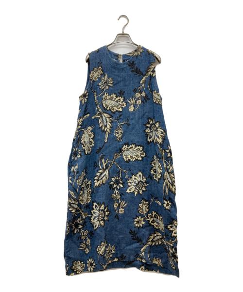 45R（フォーティファイブ・アール）45R (フォーティファイブ・アール) 二重織コットンリネンのドレス ブルーの古着・服飾アイテム