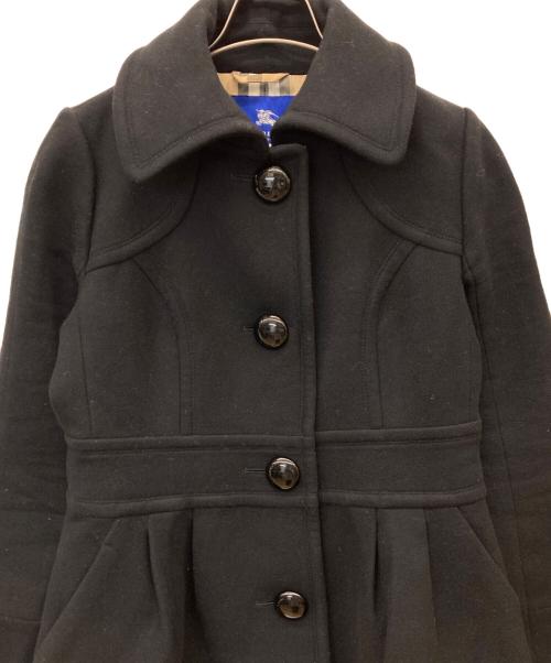 BURBERRY BLUE LABEL（バーバリー ブルー レーベル）BURBERRY BLUE LABEL (バーバリー ブルー レーベル) アンゴラ混Aラインコート ブラック サイズ:40の古着・服飾アイテム