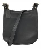 COACHコーチ）の古着「レザーフラップショルダーバッグ」｜ブラック