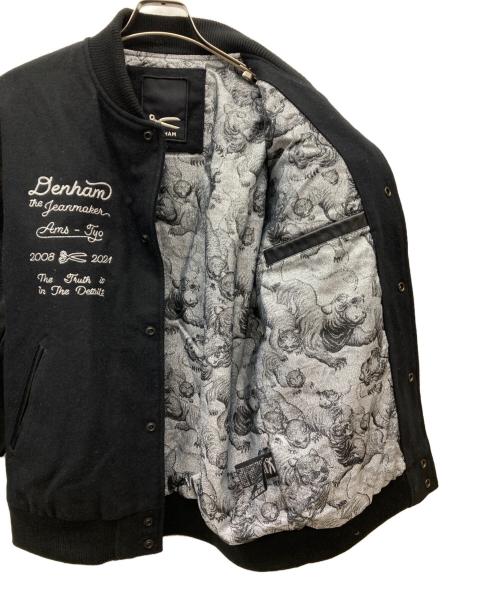 Denham（デンハム）Denham (デンハム) 裏地ラメタイガー柄 レザー切替 スタジャン ブラック サイズ:Lの古着・服飾アイテム