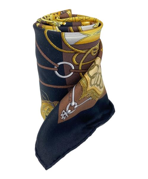 HERMES（エルメス）HERMES (エルメス) カレ45　CLIQUETIS クリケティス ブラック×ブラウンの古着・服飾アイテム