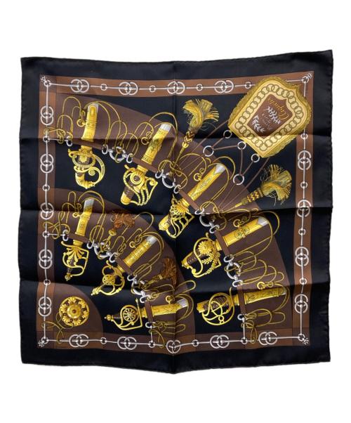 HERMES（エルメス）HERMES (エルメス) カレ45　CLIQUETIS クリケティス ブラック×ブラウンの古着・服飾アイテム