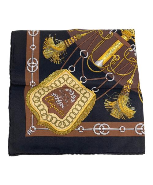 HERMES（エルメス）HERMES (エルメス) カレ45　CLIQUETIS クリケティス ブラック×ブラウンの古着・服飾アイテム