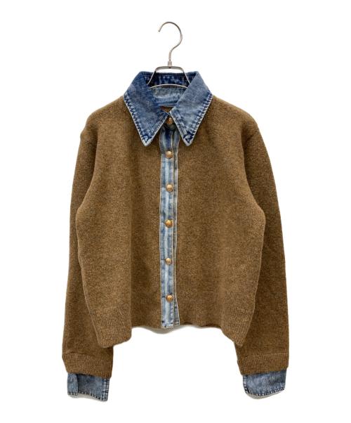PLUS OTO.HA（プラスオトハ）PLUS OTO.HA (プラスオトハ) デニム×ニットシャツ ブラウン サイズ:-の古着・服飾アイテム