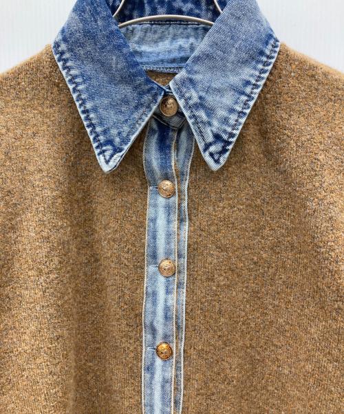 PLUS OTO.HA（プラスオトハ）PLUS OTO.HA (プラスオトハ) デニム×ニットシャツ ブラウン サイズ:-の古着・服飾アイテム