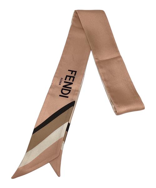 FENDI（フェンディ）FENDI (フェンディ) W. WRAPPY ストライプシルクスカーフ ピンクベージュ サイズ:-の古着・服飾アイテム