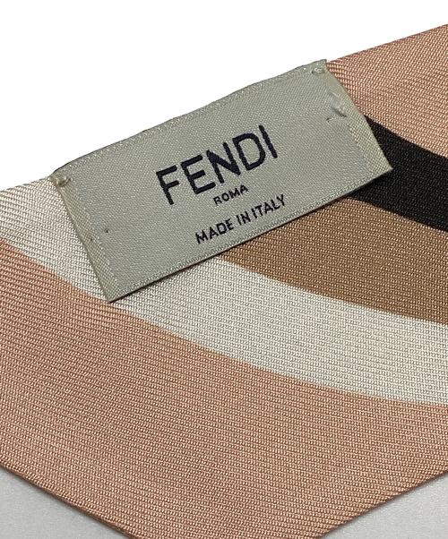 FENDI（フェンディ）FENDI (フェンディ) W. WRAPPY ストライプシルクスカーフ ピンクベージュ サイズ:-の古着・服飾アイテム