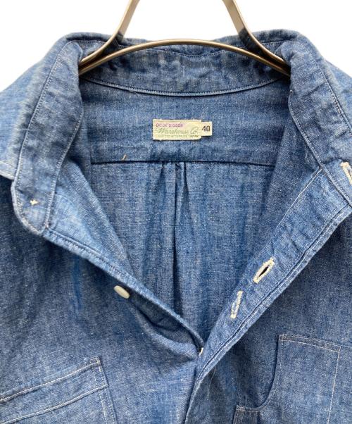 WAREHOUSE（ウエアハウス）WAREHOUSE (ウエアハウス) ROUND COLLAR CHAMBRAY SHIRTS ブルー サイズ:40の古着・服飾アイテム