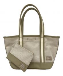 PORTER GIRL（ポーターガール）の古着「BOYFRIEND TOTE CHAMBRAY」｜ベージュ×カーキ