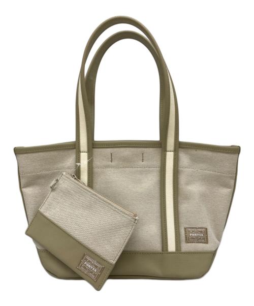 PORTER GIRL（ポーターガール）PORTER GIRL (ポーターガール) BOYFRIEND TOTE CHAMBRAY ベージュ×カーキ サイズ:-の古着・服飾アイテム