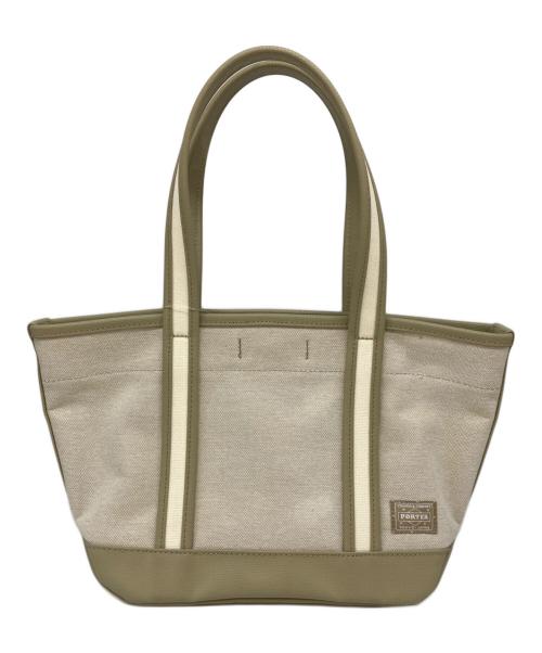 PORTER GIRL（ポーターガール）PORTER GIRL (ポーターガール) BOYFRIEND TOTE CHAMBRAY ベージュ×カーキ サイズ:-の古着・服飾アイテム