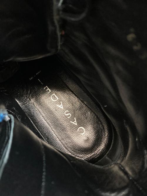 CASADEI（カサディ）CASADEI (カサディ) チェーンデザインツイードブーツ ブラック×ブルー サイズ:38の古着・服飾アイテム