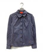 Vivienne Westwood RED LABELヴィヴィアンウエストウッドレッドレーベル）の古着「ラウンドカラーストライプシャツ」｜ネイビー