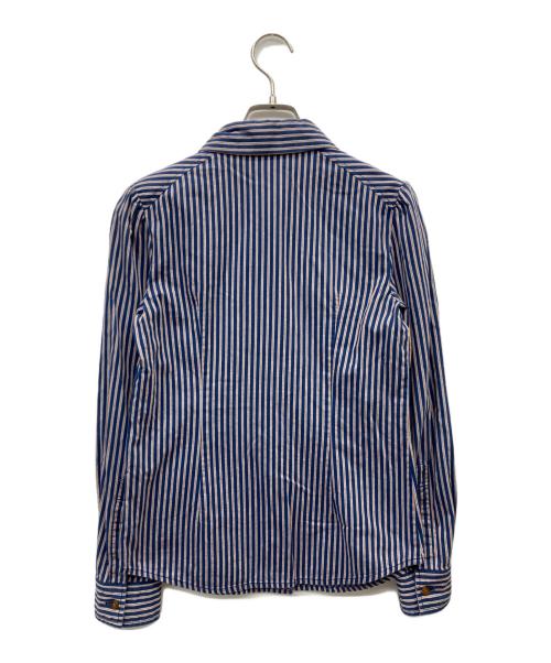 Vivienne Westwood RED LABEL（ヴィヴィアンウエストウッドレッドレーベル）Vivienne Westwood RED LABEL (ヴィヴィアンウエストウッドレッドレーベル) ラウンドカラーストライプシャツ ネイビー サイズ:1の古着・服飾アイテム