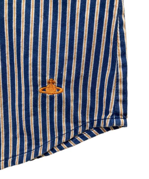 Vivienne Westwood RED LABEL（ヴィヴィアンウエストウッドレッドレーベル）Vivienne Westwood RED LABEL (ヴィヴィアンウエストウッドレッドレーベル) ラウンドカラーストライプシャツ ネイビー サイズ:1の古着・服飾アイテム