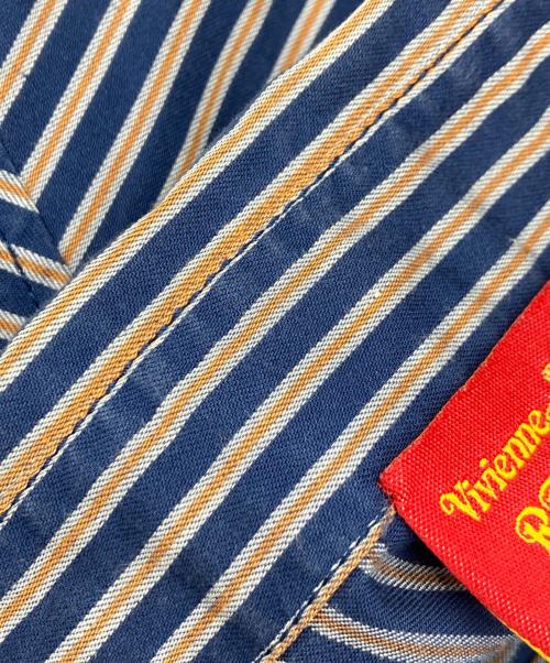Vivienne Westwood RED LABEL（ヴィヴィアンウエストウッドレッドレーベル）Vivienne Westwood RED LABEL (ヴィヴィアンウエストウッドレッドレーベル) ラウンドカラーストライプシャツ ネイビー サイズ:1の古着・服飾アイテム